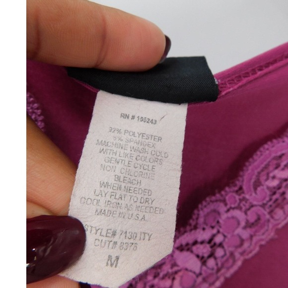 Vintage JKLA California Women's Top Lace‎ V Neck Short Sleeve Purple Blouse - Picture 4 of 4